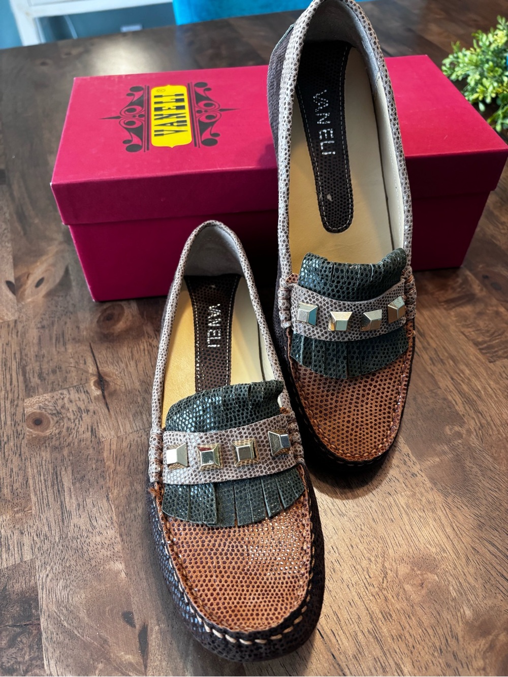 Vaneli women’s faux snakeskin loafers
